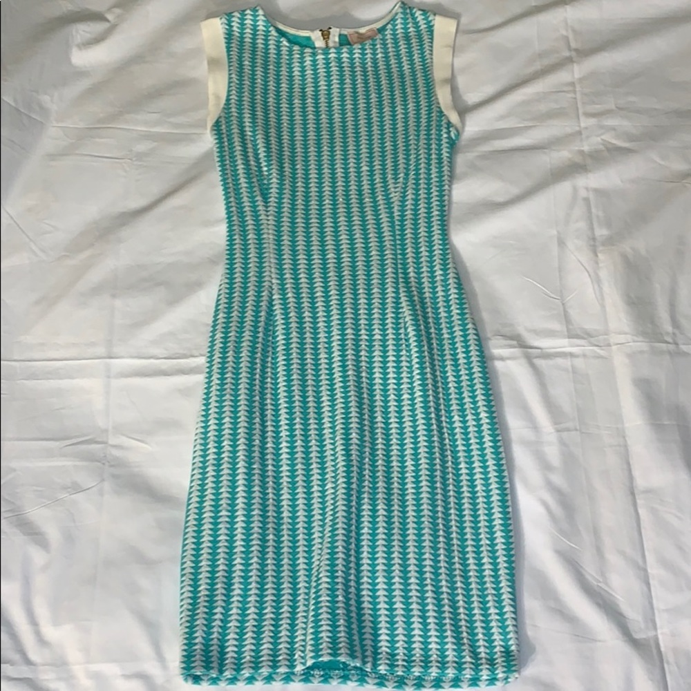 Love...Ady Bodycon Turquoise and White Dress